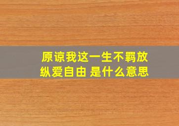 原谅我这一生不羁放纵爱自由 是什么意思